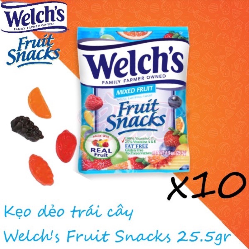 Kẹo dẻo trái cây Welch's Fruit Snacks (25.5gr/ gói) - DATE MỚI