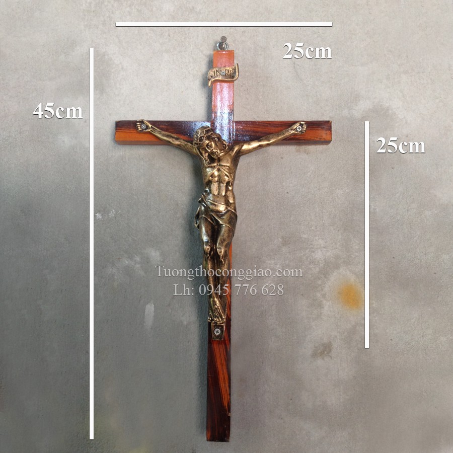 Tượng Chúa Chịu Nạn 25cm Thánh Giá 45cm xi đồng