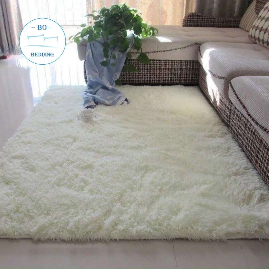 Thảm Lông Trắng Hàn Quốc Decor Phòng Background Chụp Ảnh Kích Thước 1m6x2m Trang trí Phòng Ngủ