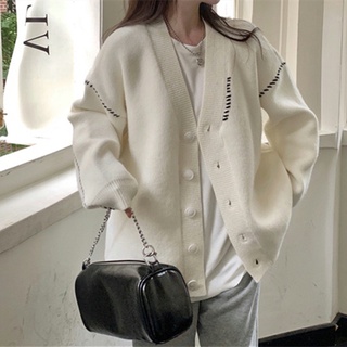 Áo khoác cardigan len thu đông cổ tim form rộng, phong cách Hàn Quốc P826