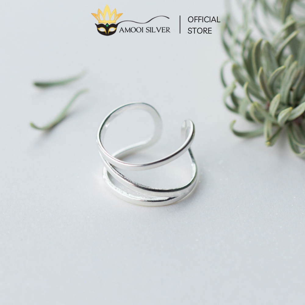 Nhẫn bạc S925 3 lớp xoắn dạng thanh mãnh - Amooi Silver AN104