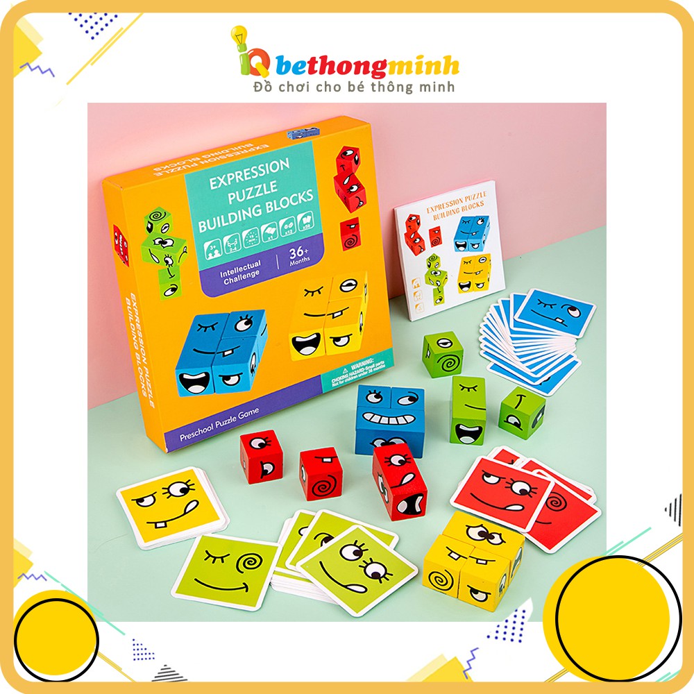 Đồ chơi Boardgame xếp hình Rubik lập phương thay đổi biểu cảm bằng gỗ theo mẫu Đồ chơi giáo dục cho bé thông minh