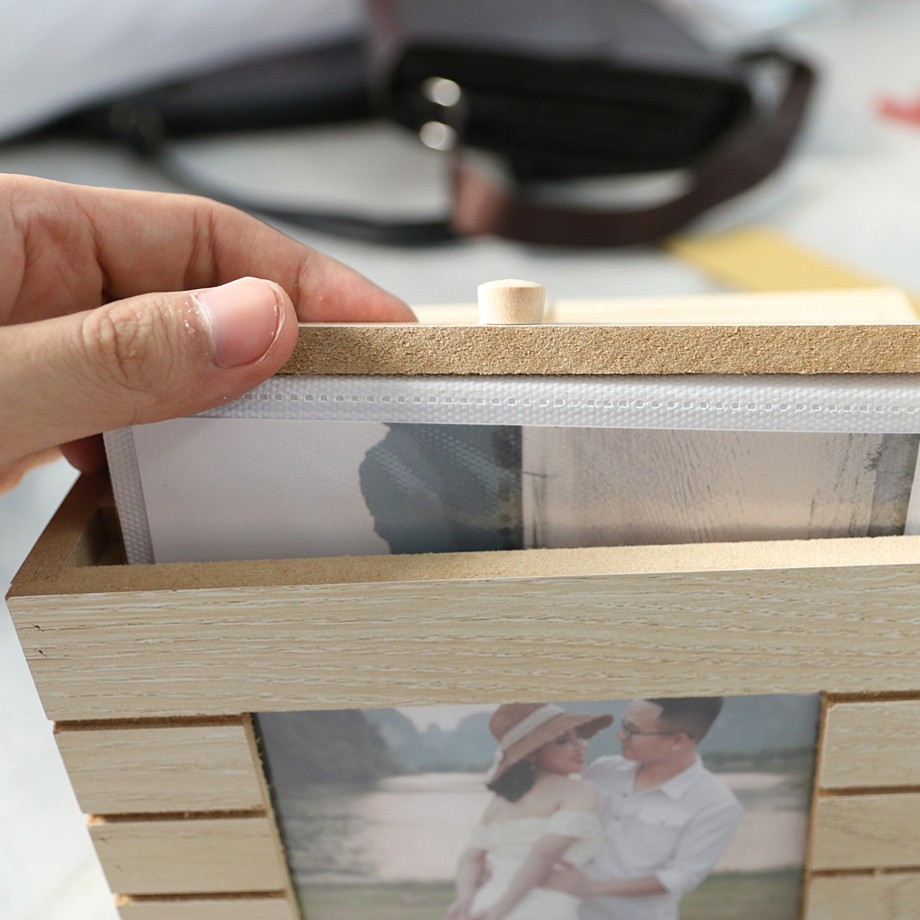 Hộp album gỗ + 100 ảnh 10x15cm