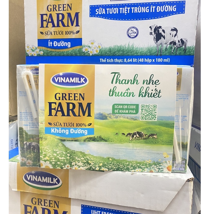 THÙNG Sữa Vinamilk Green Farm Không Đường 180ml