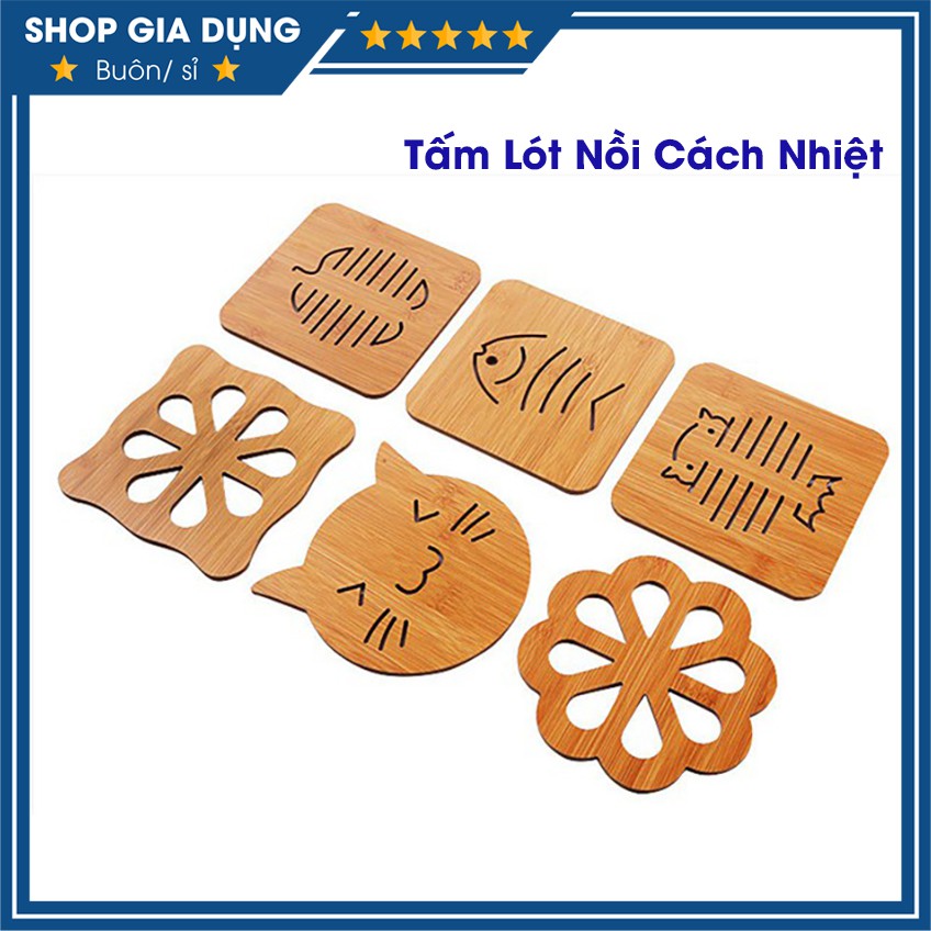 Tấm Lót Nồi Cách Nhiệt Bằng Gỗ Tre Nhiều Hình Ngộ Nghĩnh Kích Thước 14,8 x 14,8cm