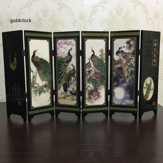 Gold®Wooden 6-Panel Peacock Screen Room Divider Folding Partition Desktop