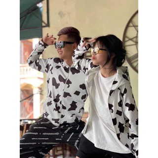 [FREE SHIP] Áo chống nắng, áo khoác chống nắng nam nữ phối hình bò sữa chất vải umi co giãn thoải mái