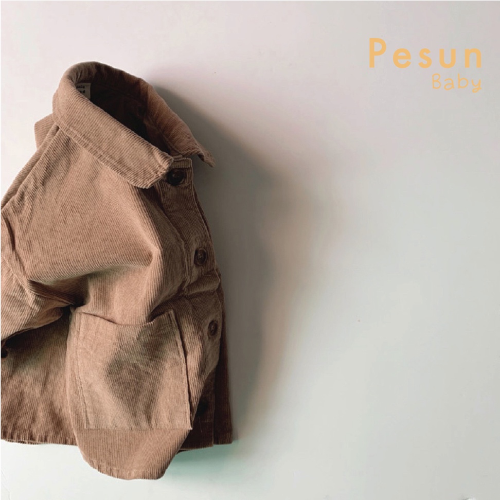 Áo Sơ Mi Tay Dài Nhung Gân Nâu Cho Bé 0-2 Tuổi