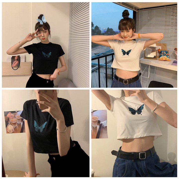 [Xả kho] Áo croptop ngắn tay in hình dễ thương HARI0621