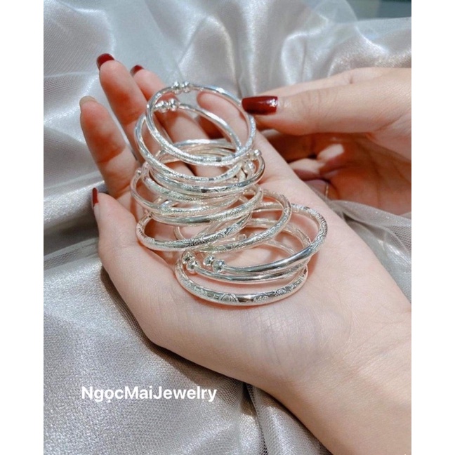 Vòng Cua bạc cho bé đeo tay hay chân đều xinh, Miễn phí khắc tên - Ngọc Mai Jewelry