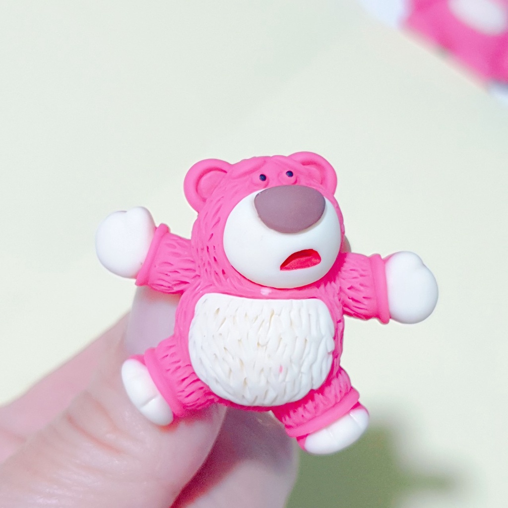 [ Pink B.ear ] Nút gắn hkdesign/ phụ kiện trang trí mô hình loại đá cứng gấu hồng 3D - Sticker dép size lớn