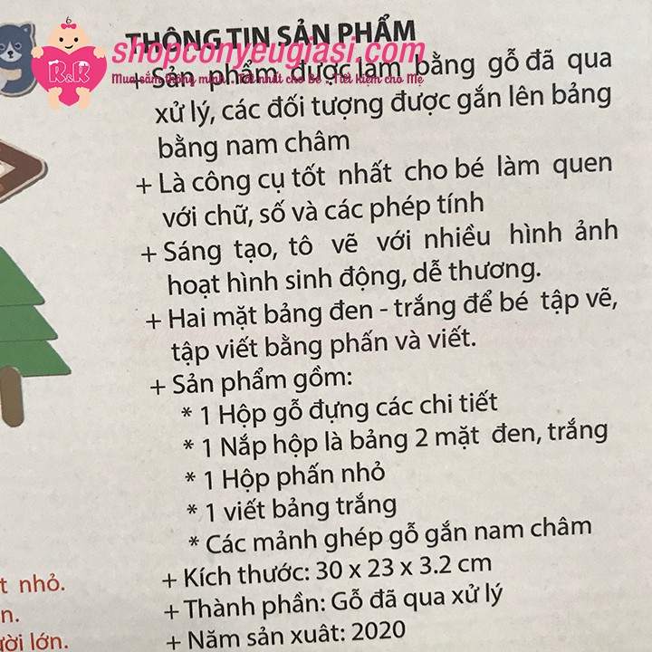 Hộp Bảng Nam Châm Ghép Hình, Chữ Số Cho Bé