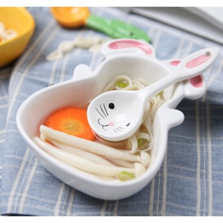 Bát gốm sứ thỏ trắng