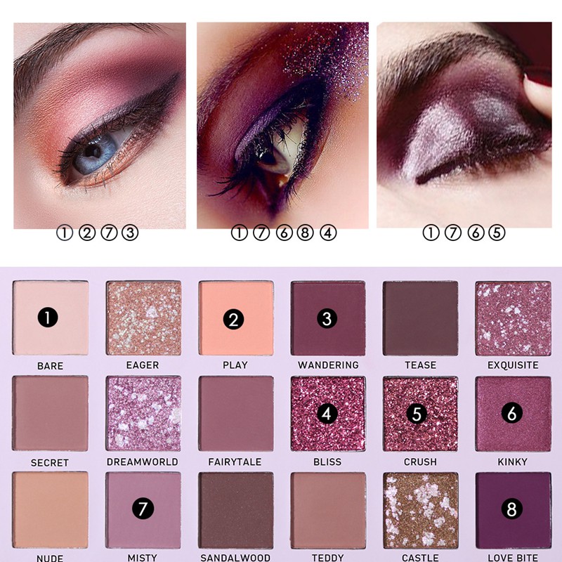 Bảng phấn mắt UCANBE 18 màu Aromas huda 18 Color Eyeshadow Palette Long-lasting Waterproof Desert Rose Eyes Makeup