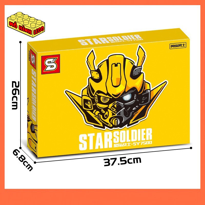 Đồ chơi xếp hình lego giá rẻ SY7500-01 mô hình tượng để bàn Robot biến hình Transformers Optimus Prime và Bumblebee