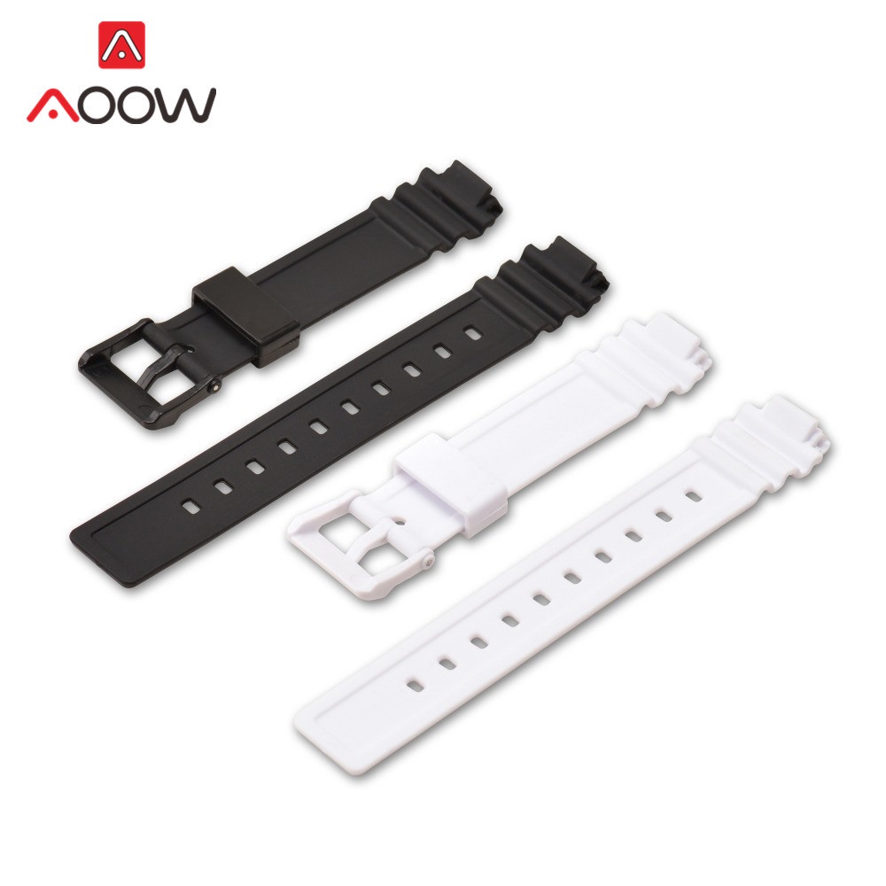 Dây Đeo Đồng Hồ Thể Thao Bằng Nhựa Dẻo Màu Trắng Đen 14mm Chống Thấm Nước Cho Casio LRW-200H