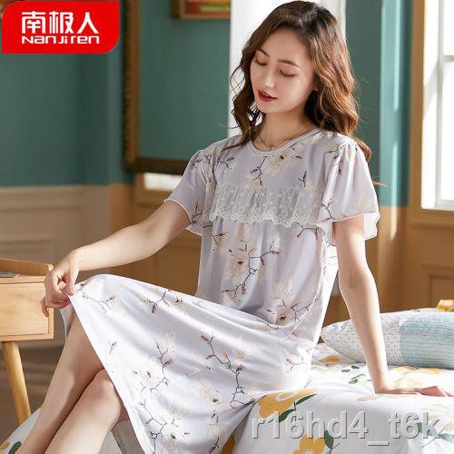 Bông phương thức cao cấp dành cho người trung niên và tuổi mùa hè bộ đồ ngủ 100% cotton lụa pijama nữ ngắn tay plu