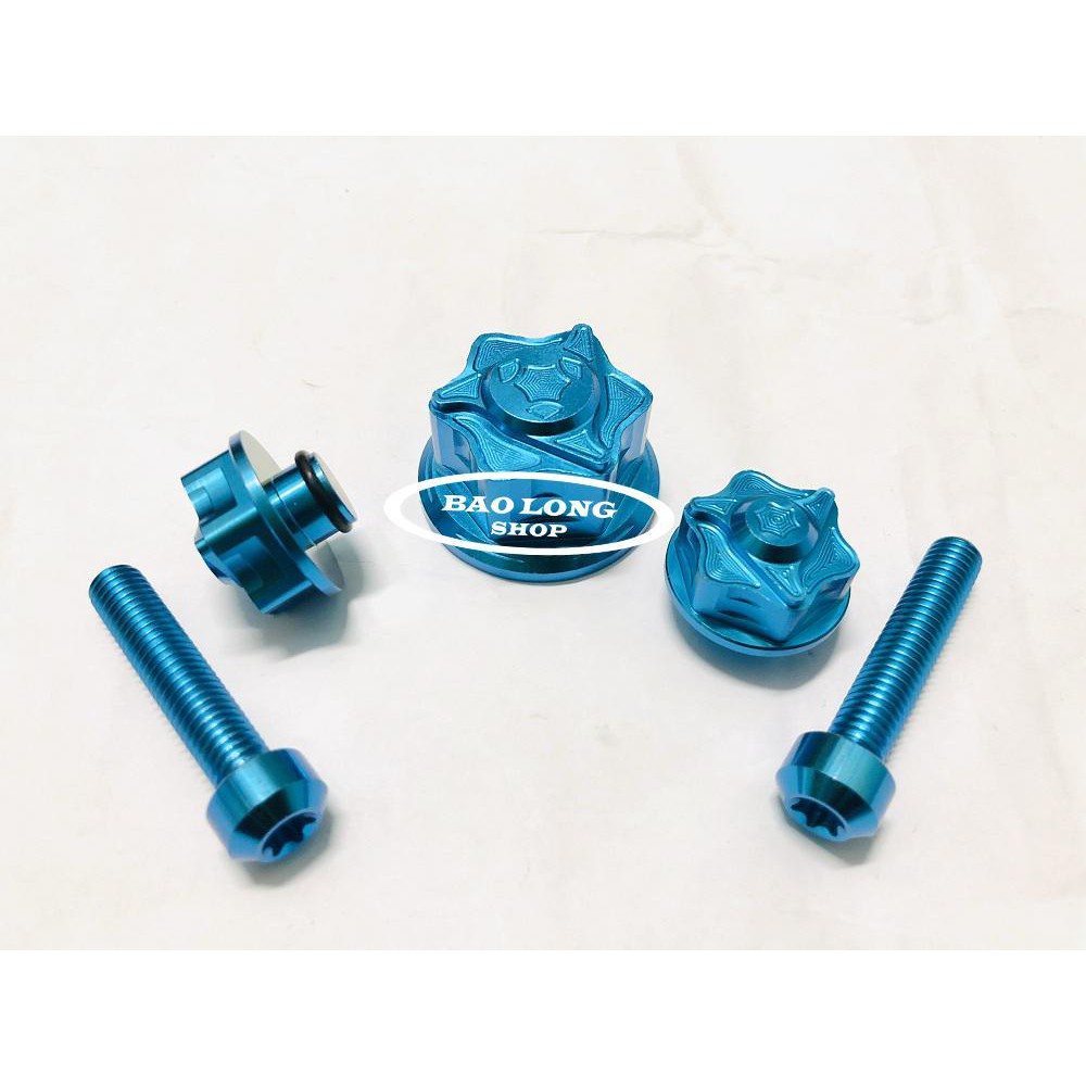Bộ 5 con ốc GR5 gắn Ghi Đông Satria,Raider Fi 2018,2019 (100% titan) Xanh Lục bảo