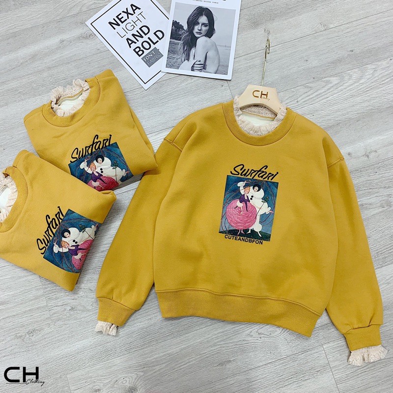 ÁO ĐÔI NỈ BÔNG NỮ VÀNG BẠCH TUYẾT CỔ BÈO REN CHO MẸ  | BigBuy360 - bigbuy360.vn