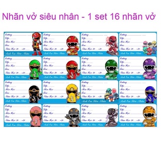 Nhãn vở siêu nhân 16 nhãn/ nhãn dán siêu nhân