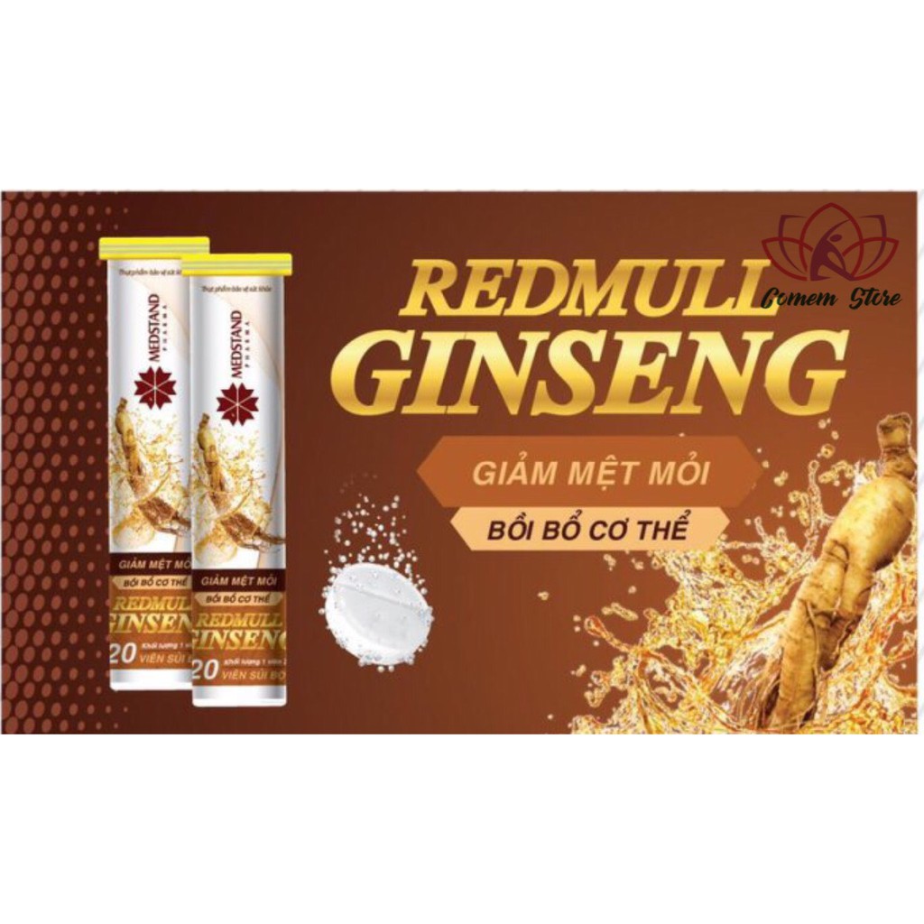 Viên sủi hồng sâm Redmull Ginseng, bồi bổ cơ thể, giảm mệt mỏi, tub 20 viên