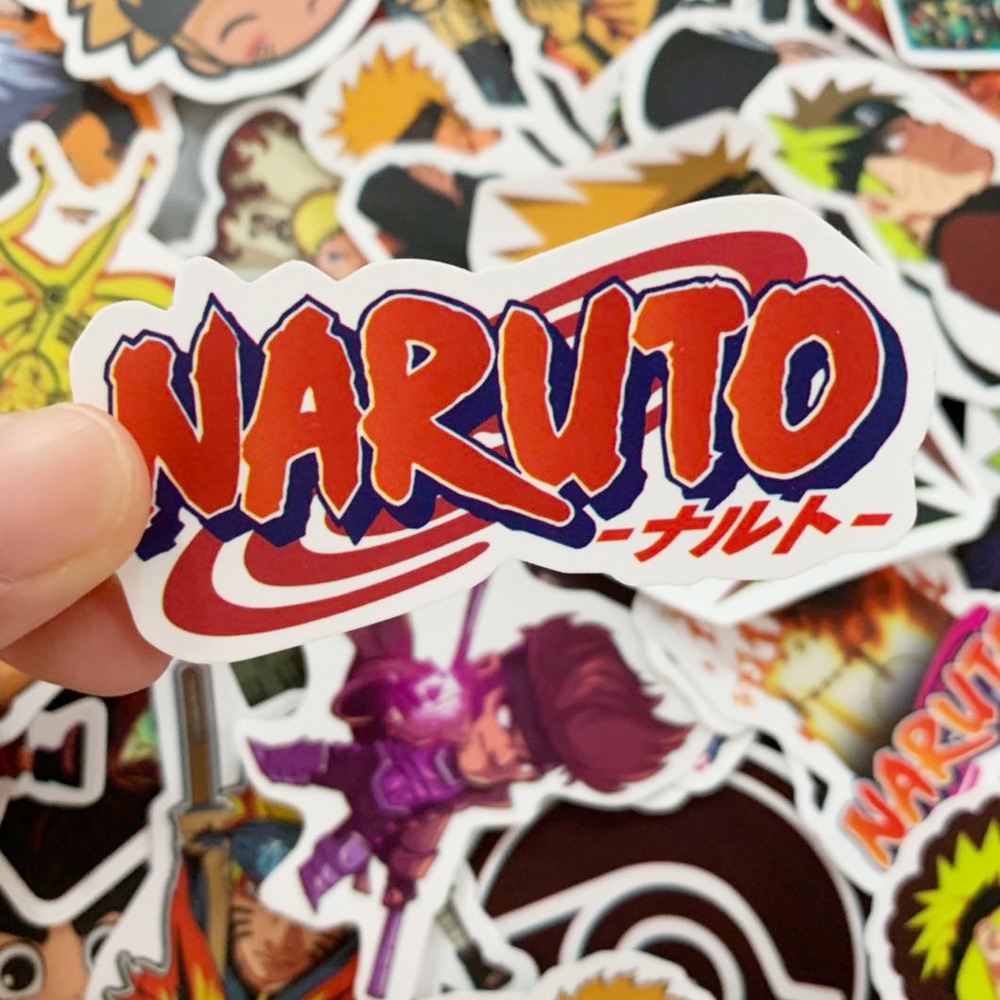 Set 50 miếng dán trang trí chống thấm nước hình anime Naruto