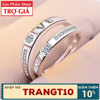 Nhẫn đôi LOVE đính đá - Trang sức bạc Panmila