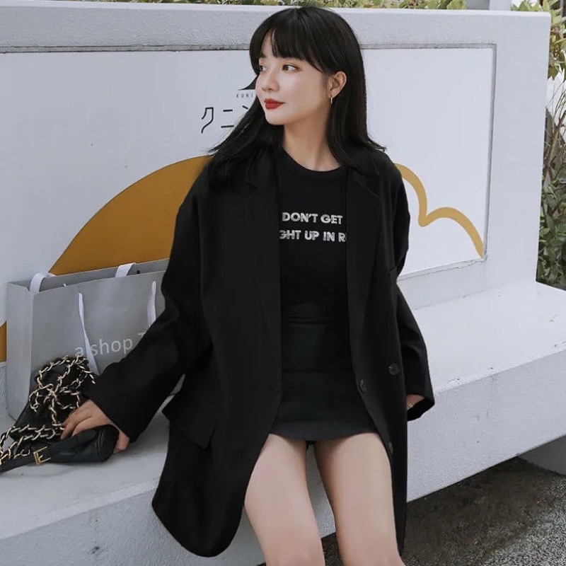 Áo Blazer Áo Vest Cổ Véc Khoác Ngoài Nữ Nam Unisex Màu Nâu Đen Bassic Dài Tay Phong Cách Ulzzang Style Hàn Quốc Loại 1