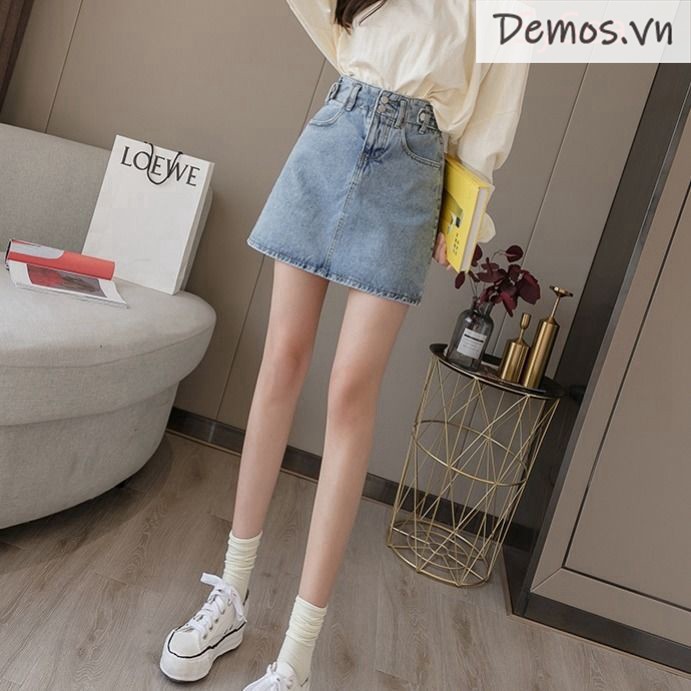 Chân Váy Jean Dáng Chữ A Lưng Cao Phong Cách Hàn Quốc | BigBuy360 - bigbuy360.vn