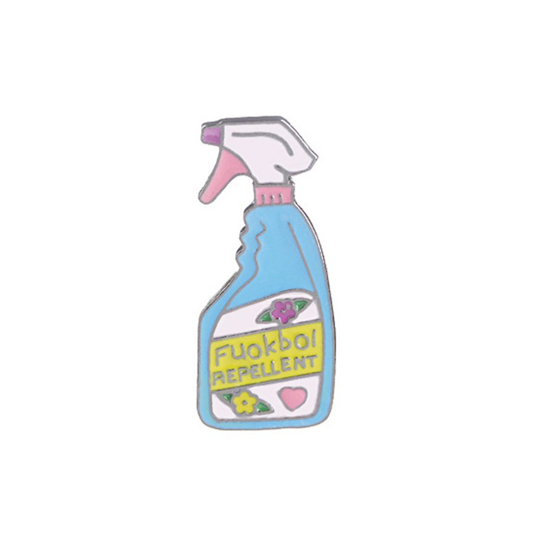 Set 2 trâm cài áo hình chai xịt nước và bình nước xả từ hợp kim tráng men tiện dụng