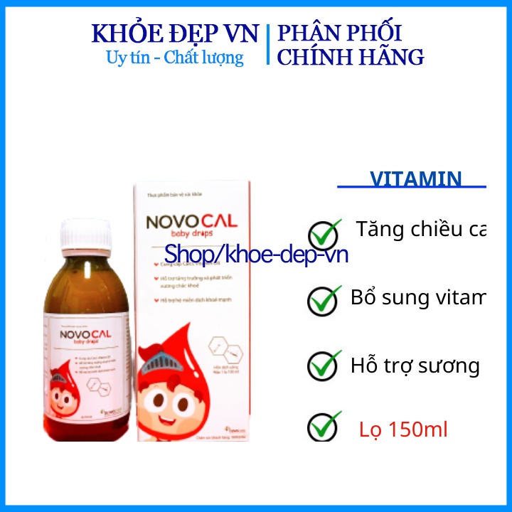 Siro Novocal Baby Drops bổ sung Calci cho trẻ em, phụ nữ có thai và người cao tuổi – Lọ 150ml