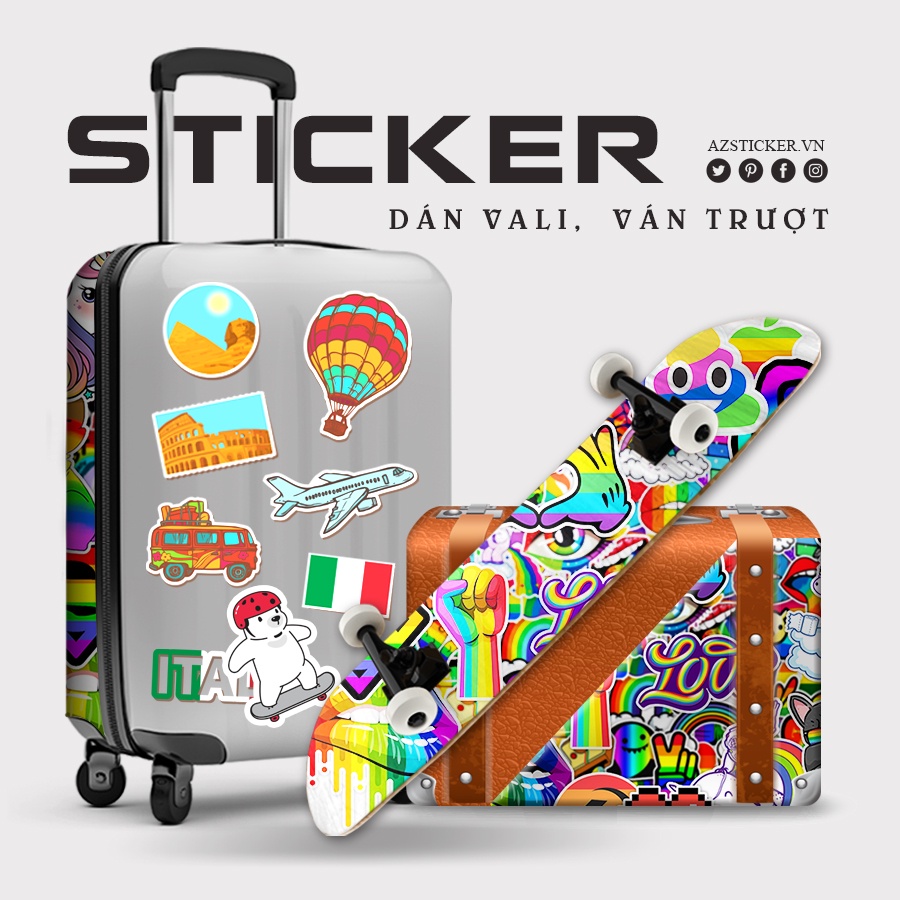 Sticker Dán Laptop, Dán Điện Thoại, Dán Nón Bảo Hiểm, Tem Dán Xe Chống Thấm Nước, Chống Bay Màu | Chủ Đề 7 Sắc Cầu Vồng