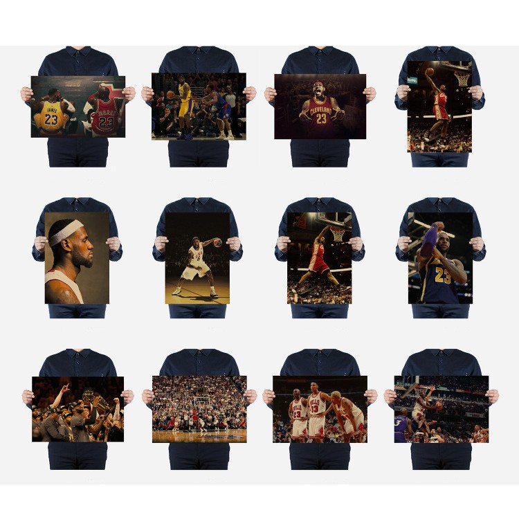 Poster Bóng Rổ In Hình Ngôi Sao NBA Kyrie Irving Chất Liệu Giấy Kraft Cổ Điển Kích Cỡ 52*36 cm