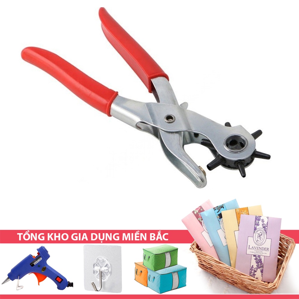 Kìm Bấm Lỗ CÁN ĐỎ 6 SIZE Hàng Đẹp - Bấm Lỗ Tròn Dây Nịt Thắt Lưng Da, Đồng Hồ