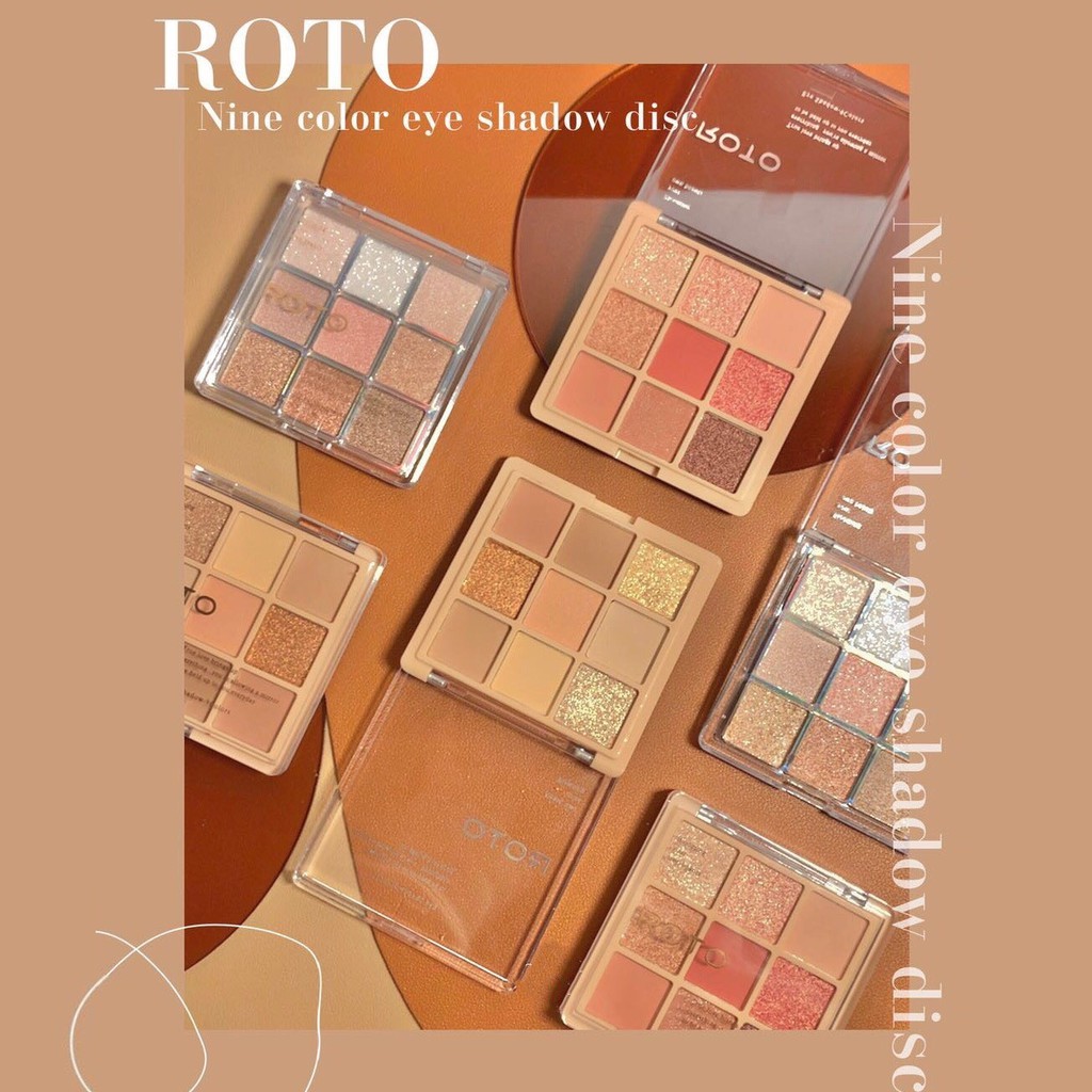 Bảng phấn mắt 9 màu nhũ lì bắt sáng ROTO Eyeshadow xinh xắn tiện lợi hot trend ROTO01 | BigBuy360 - bigbuy360.vn