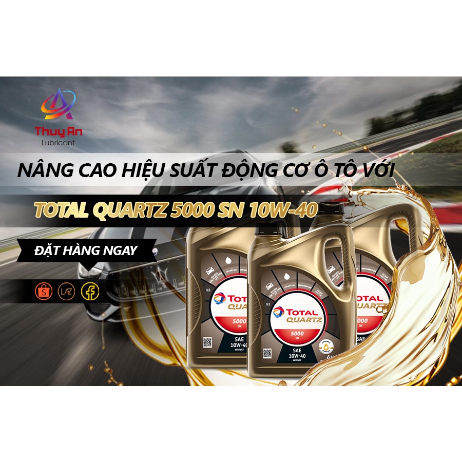 Nhớt Ôtô Cao Cấp TOTAL QUARTZ 5000 SN 10W-40 4L - Xe Vận Hành Bền Bỉ Và Duy Trì Công Suất Động Cơ
