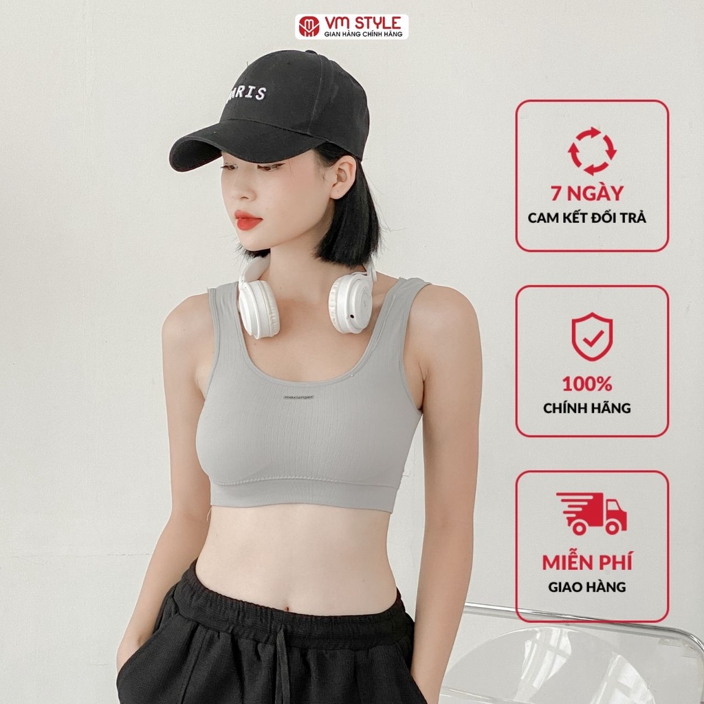 Áo bra VM STYLE 2 dây bản lớn vải thun tăm co giãn nhiều màu 601 22BR03T360902