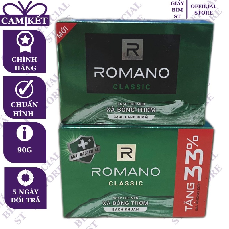 Xà phòng tắm gội Romano bánh 90g sạch khuẩn, hương thơm nam tính, mạnh mẽ