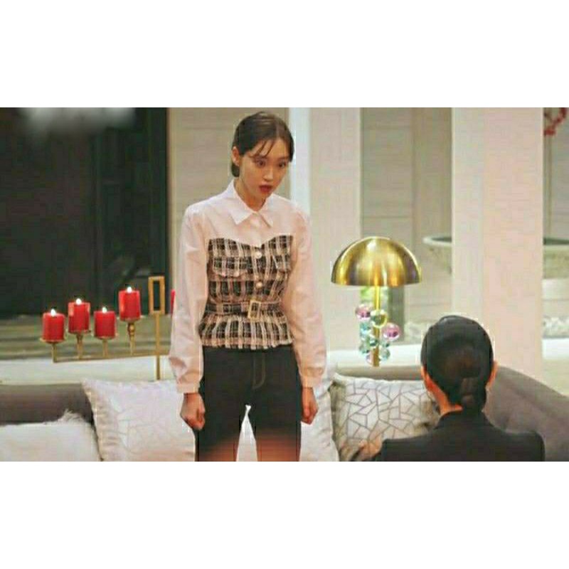 Áo sơmi kiểu họa tiết caro của Seok Kyung phim Penthouse