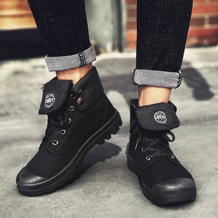 Giày nam cao cổ đa năng vải bố dày dặn cổ bẻ xuống hoặc dựng lên thành bốt giaynam-G16 | BigBuy360 - bigbuy360.vn