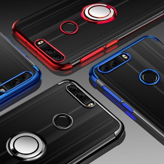 For Huawei Honor 8 Ring Stand Soft Plating Clear Cover