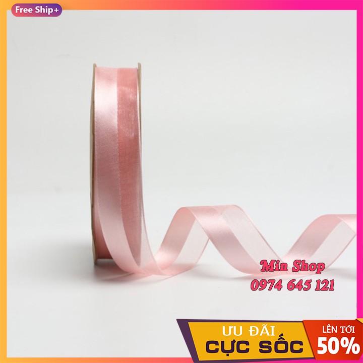 (Lẻ 5 mét) Ruy băng nửa voan lụa cao cấp bản 2.5cm