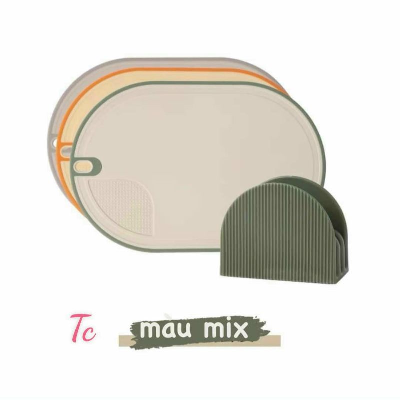 Thớt Nhựa PP Kháng Khuẩn,an toàn cho sức khỏe - 3 màu thiết kế hiện đại - Tặng Kèm Giá Đỡ