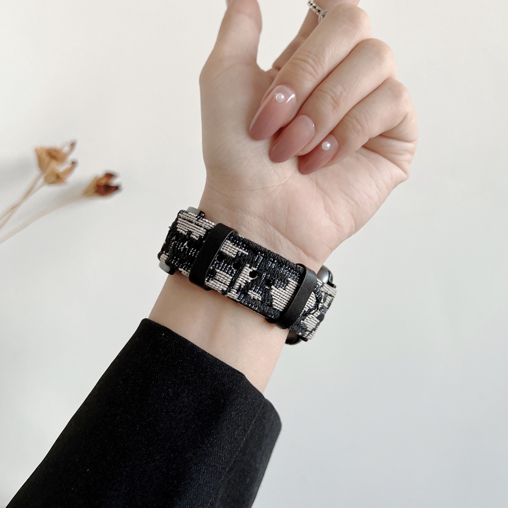 Dây Đeo Da Thời Trang Thêu Họa Tiết Cho Đồng Hồ Thông Minh iwatch serise 7 6 SE 5 4 3 2 1 iwatch 41mm 45mm 40mm 44mm 42mm 38mm