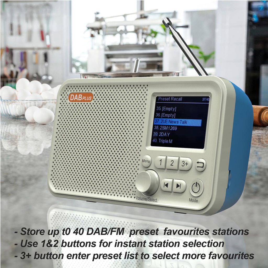 Radio kỹ thuật số DAB FM USB di động có chức năng báo động BT5.0 và tai nghe hỗ trợ thẻ nhớ