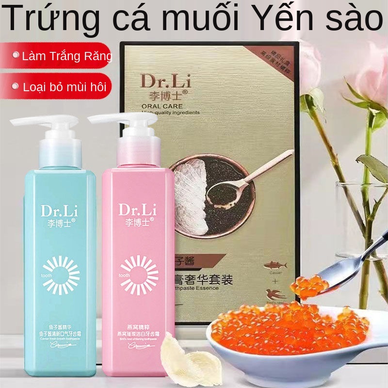 ☏▼Dr. Lee s Bird s Nest Caviar Toothpaste Làm trắng, ố vàng, xỉn màu và hôi miệng, Nam và Nữ, Ép, Hương bạc hà mát lạ