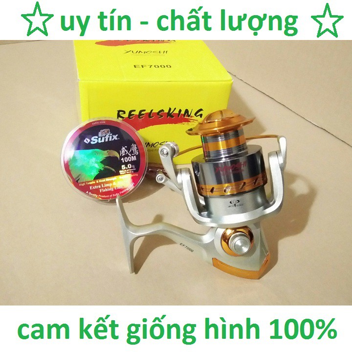 Máy Câu Cá Yumoshi 7000 - Tặng Kèm 100m Cước sufix Chính Hãng