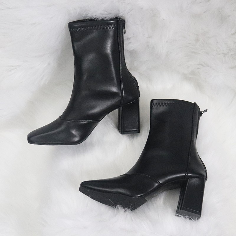 [ Kèm ảnh thật] Boot lửng mũi vuông ÔM CHÂN sành điệu GBN6901