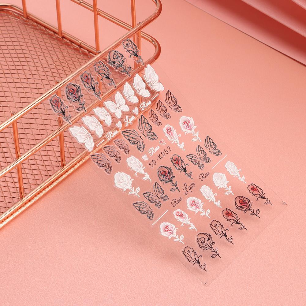 CACTU Miếng Dán Trang Trí Móng Tay 5D Hình Hoa Bướm Xinh Xắn