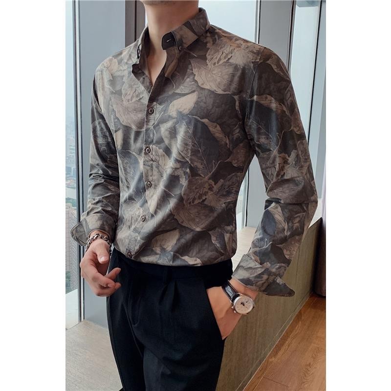 【Non-iron shirt】Men Formal Button Smart Casual Long Sleeve Slim Fit Suit Shirt Spring men's casual shirt men's long sleeve Korean slim design shirt men's trend handsome business men's non iron